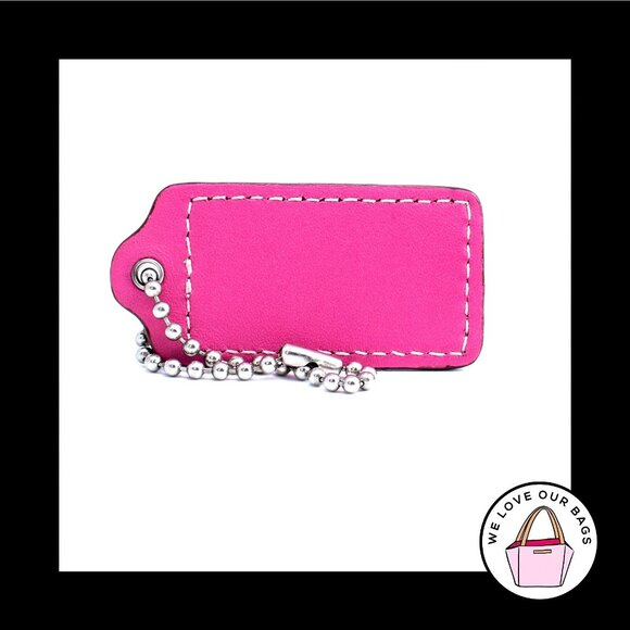 2.5" Large COACH Saddle Brown Pink Leather Key Fob Bag Charm Keychain Hang Tag - Picture 2 of 2